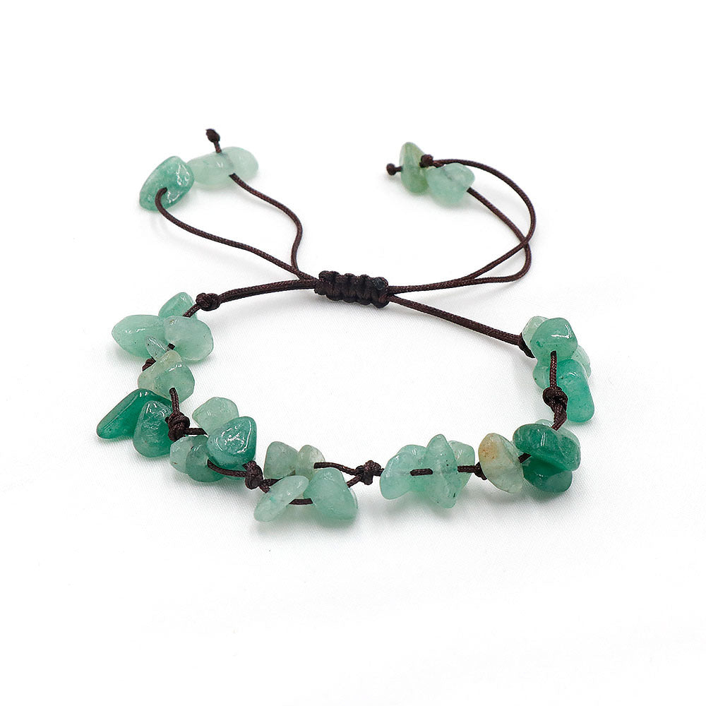 Natural Crystal Chip Stone Braided Bracelet