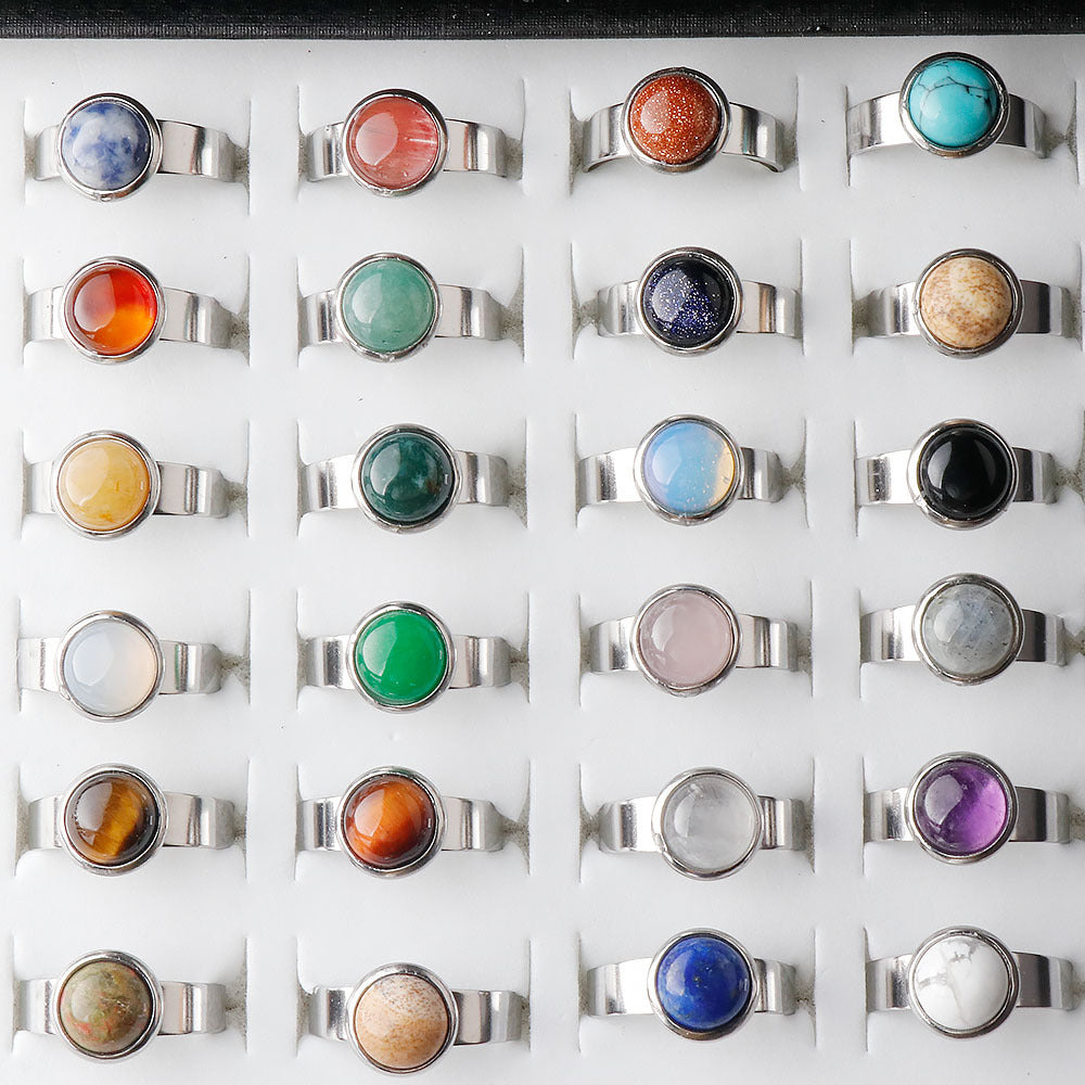 11mm Natural Crystal Round Ring