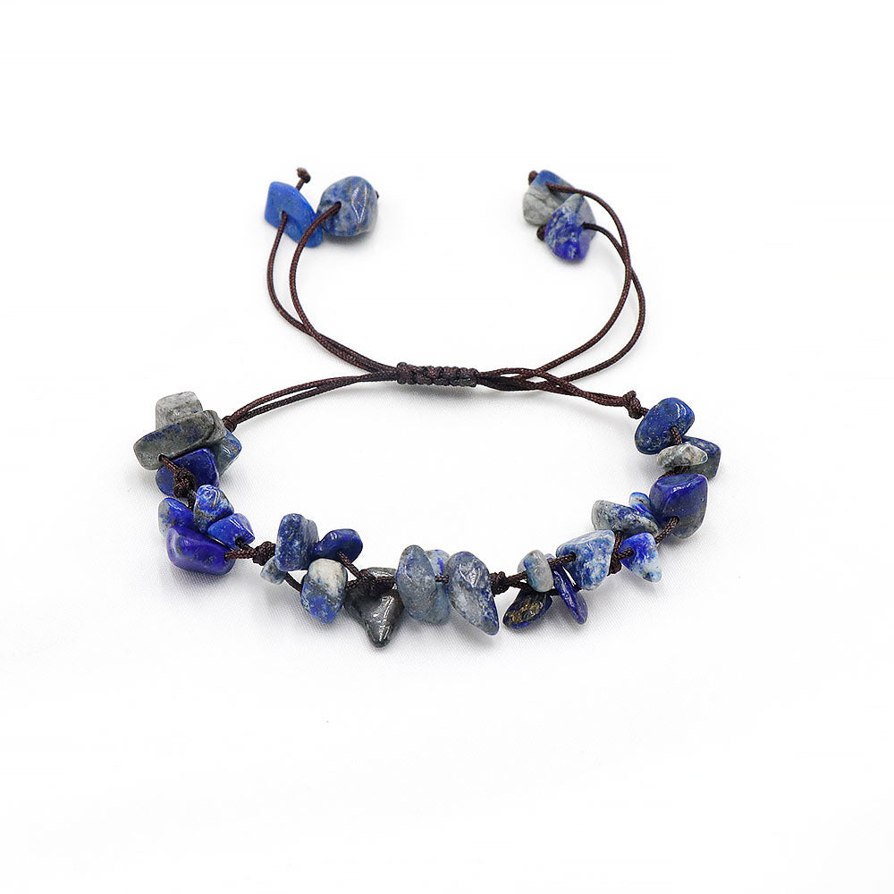 Natural Crystal Chip Stone Braided Bracelet
