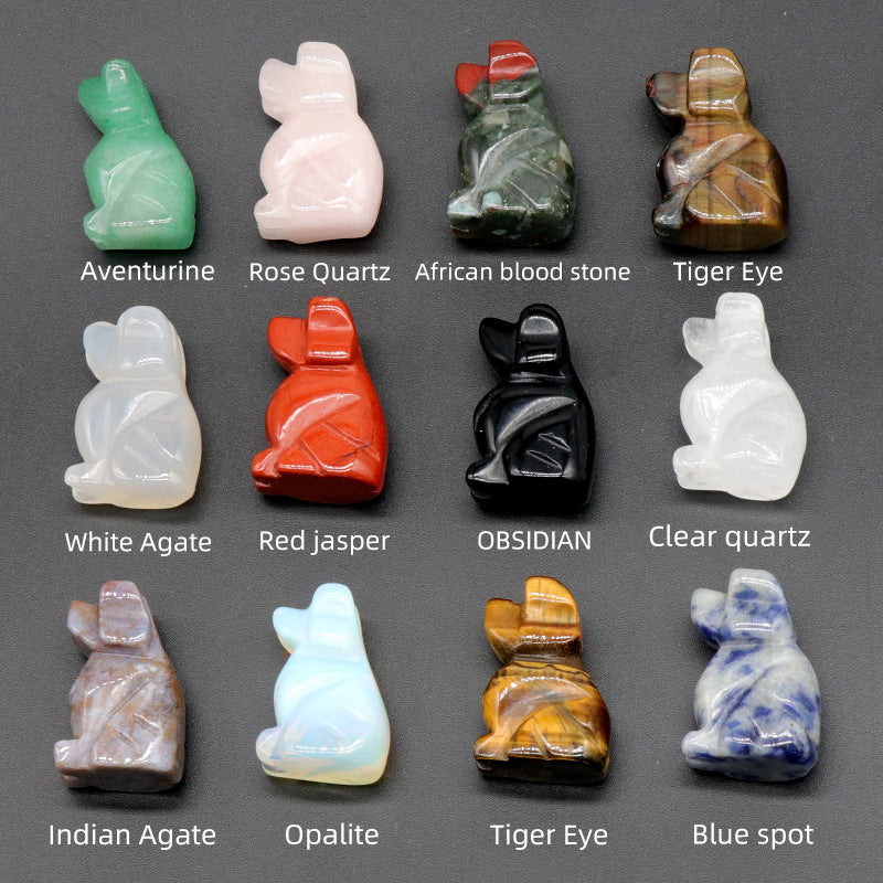 1-Inch Mini Dog Crystal Agate Carving