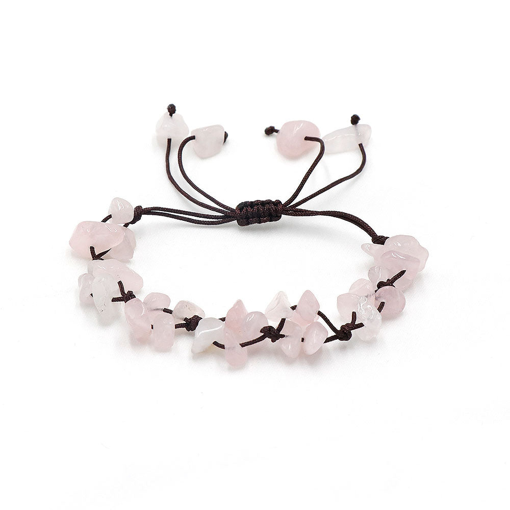 Natural Crystal Chip Stone Braided Bracelet