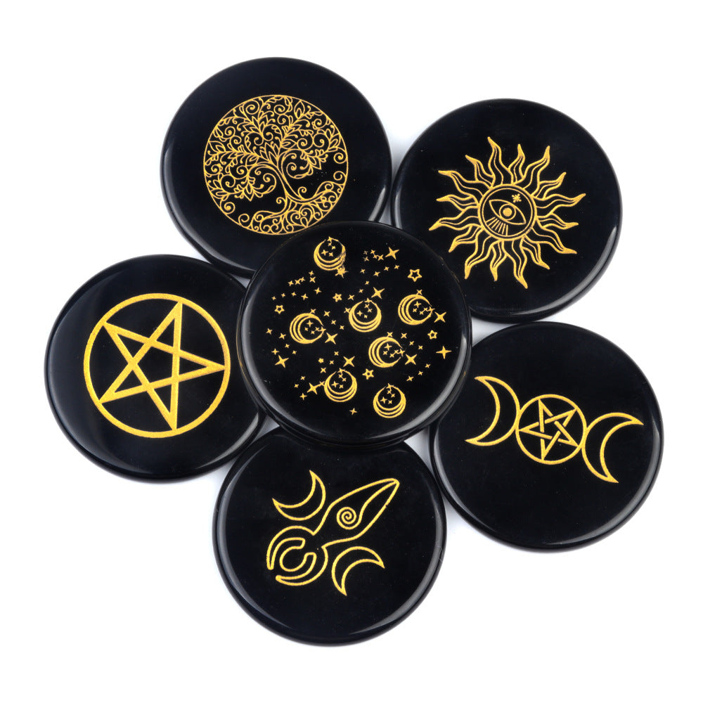Obsidian Engraved Energy Disc