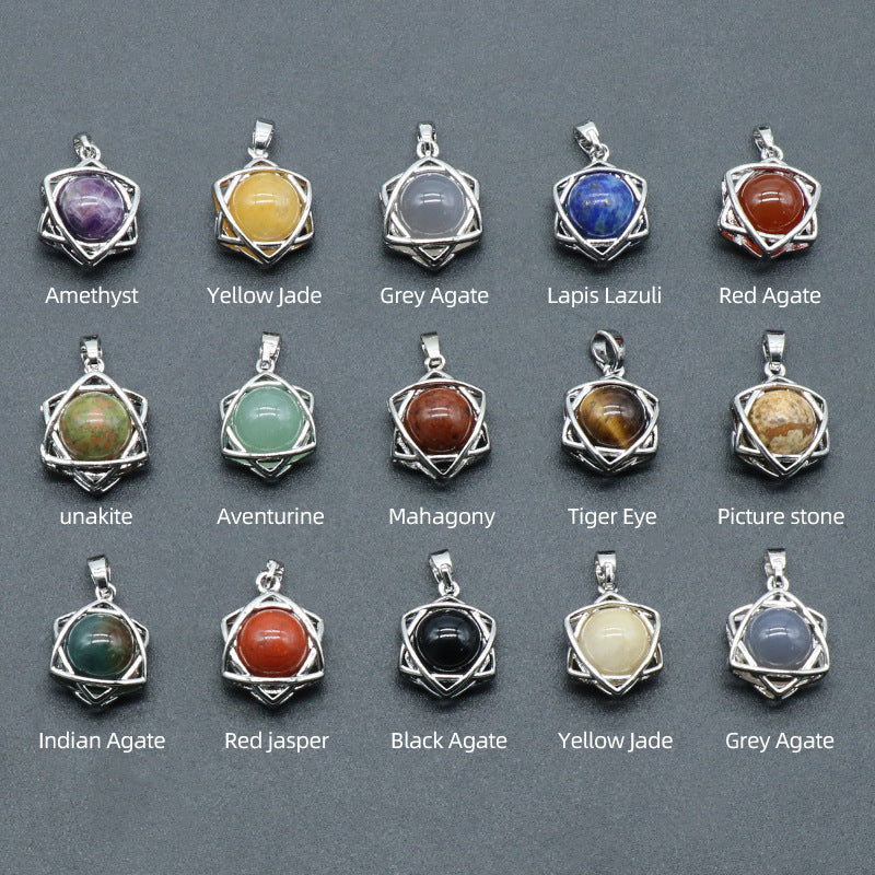 Gemstone Hexagram Star Pendant