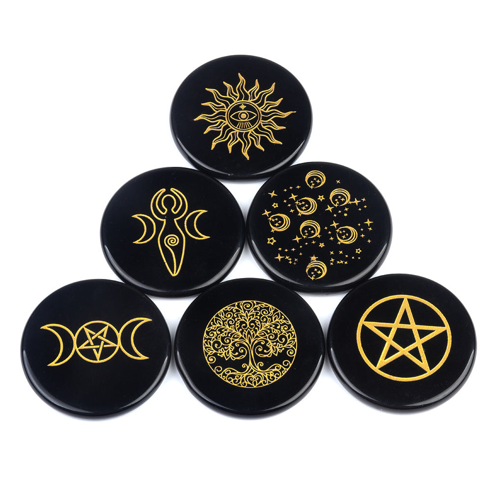 Obsidian Engraved Energy Disc
