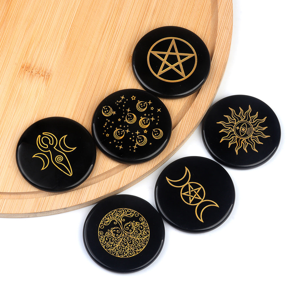 Obsidian Engraved Energy Disc