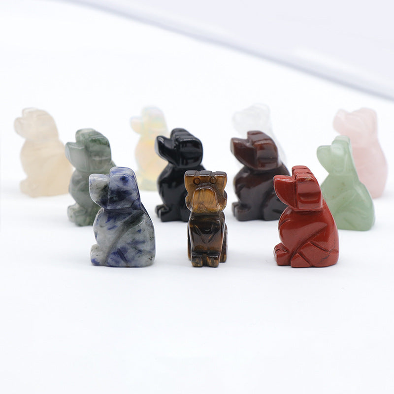 1-Inch Mini Dog Crystal Agate Carving