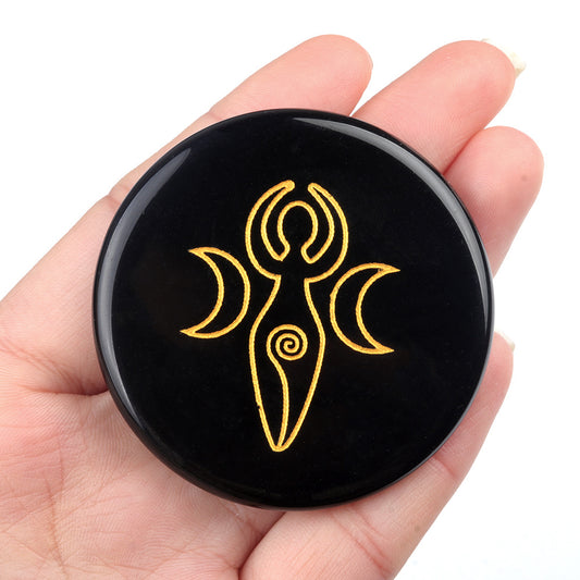 Obsidian Engraved Energy Disc
