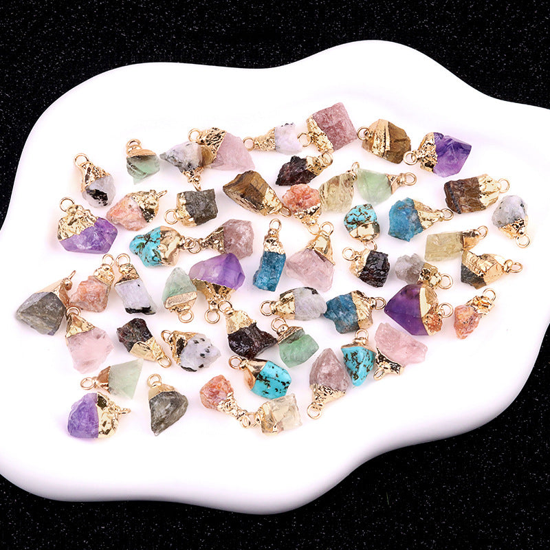 Gold Electroplated Raw Crystal Pendant