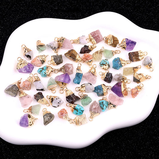 Gold Electroplated Raw Crystal Pendant