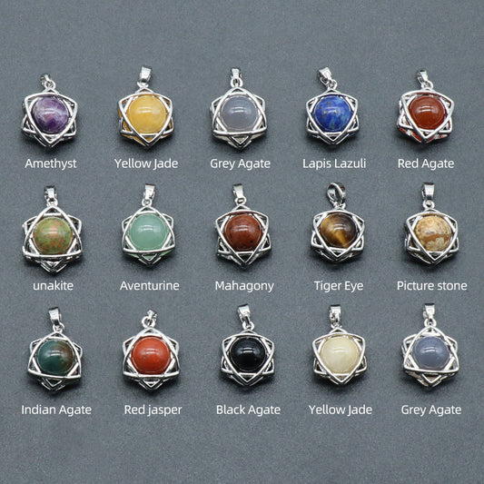 Gemstone Hexagram Star Pendant